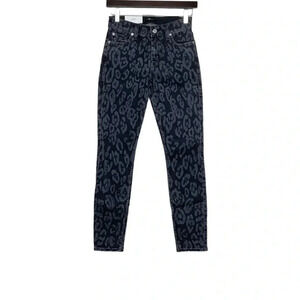 7FAMK Black Skinny Ankle Jeans Animal Print Size 25